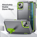 Apple iPhone 14 Case Rugged Drop-Proof with Kickstand - Grey / Lime Green