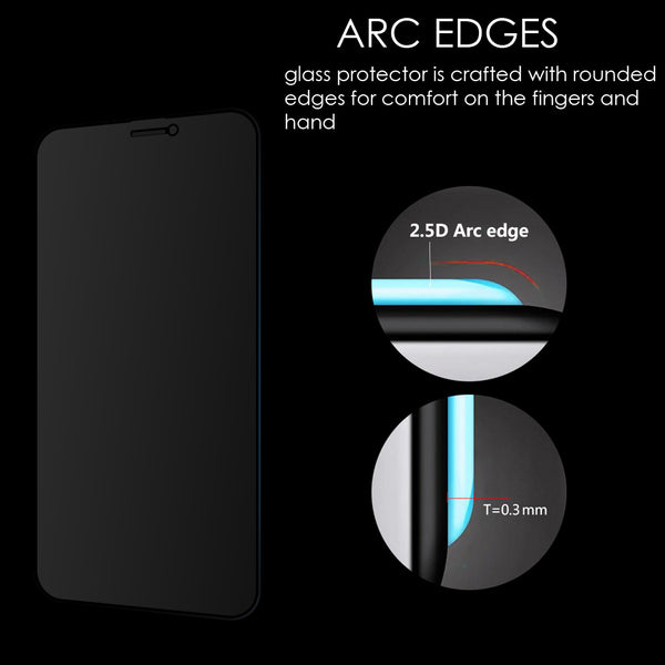 Full Coverage Privacy Tempered Glass Protector for Apple iPhone 12 (6.1") / 12 Pro (6.1") - Black