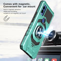 Case for Cricket Innovate E 5G Military Grade Ring Car Mount Kickstand with Tempered Glass Hybrid Hard PC Soft TPU Shockproof Protective - Teal