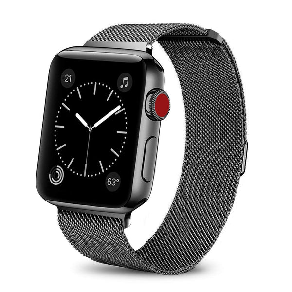 Case for Apple Watch Series 3 2 1 Compatible Case for Apple Watch Band with 38mm Stainless Steel Mesh Milanese Loop with Adjustable Magnetic Closure Replacement Wristband Apple Watch Band - Black