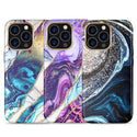 Case for Apple iPhone14 Pro (6.1) Eclipse Series Galaxy Imd Marble with Glitter - Beige Gold / Blue