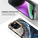 Apple iPhone 14 Pro Case Rugged Drop-Proof Marble with Glitter - Black Blue Marble