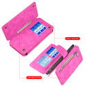 Apple iPhone 14 Case Detachable Rugged Drop-Proof Flip Wallet - Hot Pink