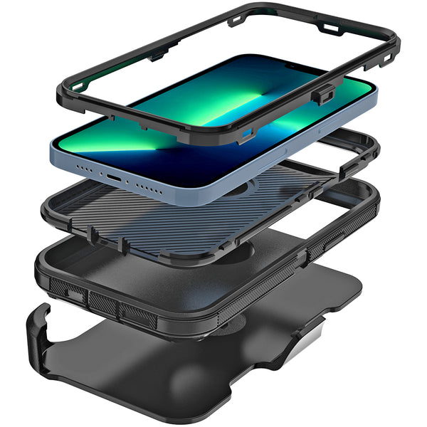 Apple iPhone 14 Pro Max Case Rugged Drop-Proof TPU with Rotatable Holster Clip Combo - Black