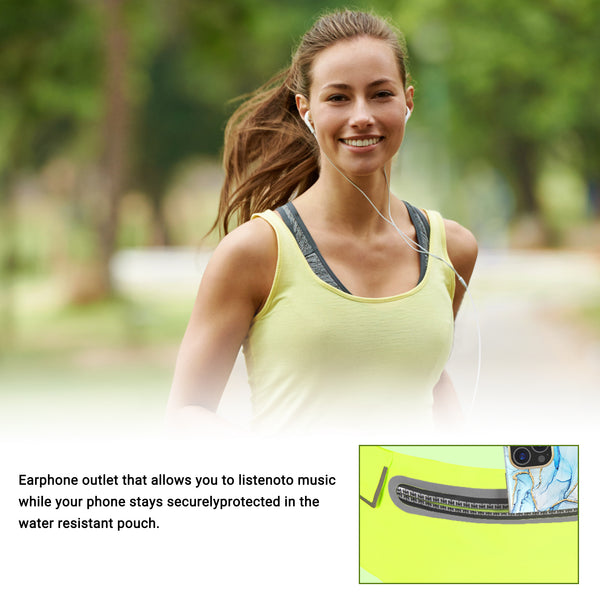 Liquid Skin Super Slim Atheletic Fabric Running Belt with Large Phone Pocket & Keys / Headset Holder Waist Pack for Hiking Running Fitness Glow In Dark - Fluorescence Yellow