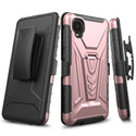 Case for TCL Ion Z / A3 / A30 with Tempered Glass Screen Protector Heavy Duty Protective Phone Built-In Kickstand Rugged Shockproof Protective Phone - Rose Gold