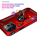 Apple iPhone 14 Pro Max Case Rugged Drop-Proof with Impact Absorption & Built-In Rotatable Ring Holder Stand Kickstand - Red