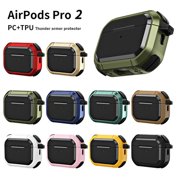 Apple Airpods Pro 2022 Case Rugged Drop-Proof TPU with Carabiner - Black