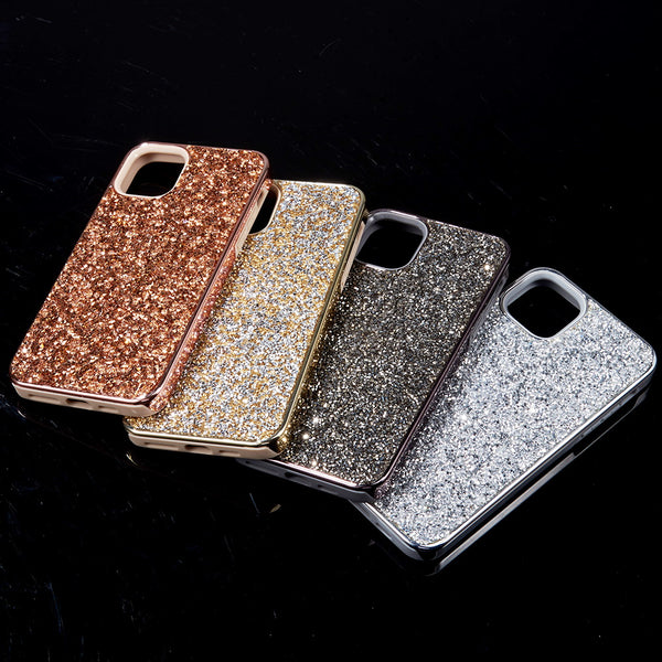 Apple iPhone 14 Pro Max Case Rugged Drop-Proof Diamond Platinum Bumper with Electroplated Frame - Gold