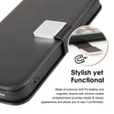 Apple iPhone 13 Pro Max Case Rugged Drop-Proof Leather Wallet with 6 Card Slots, Cash Slot & Lanyard - Black