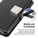 Apple iPhone 11 Case Rugged Drop-Proof Leather Wallet with 6 Card Slots, Cash Slot & Lanyard - Black