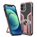 Apple iPhone 12 Case Rugged Drop-proof Mech Design with Impact Absorption & Magnetic Kickstand - Rose Gold