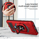 Case for Cricket Icon 4 Military Grade Ring Car Mount Kickstand with Tempered Glass Hybrid Hard PC Soft TPU Shockproof Protective - Red