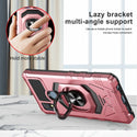 Case for Cricket Icon 4 Military Grade Ring Car Mount Kickstand with Tempered Glass Hybrid Hard PC Soft TPU Shockproof Protective - Rose Gold
