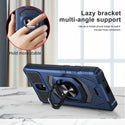 Case for Nokia C100 Military Grade Ring Car Mount Kickstand with Tempered Glass Hybrid Hard PC Soft TPU Shockproof Protective - Blue