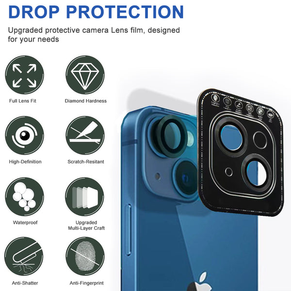 Camera Lens Protector Anti Scratch HD Tempered Glass Camera Screen Protector for Apple iPhone 13 / 13 Mini - Black