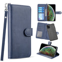 Apple iPhone 13 Pro Case Rugged Drop-proof PU Leather Wallet with Flip Screen Cover & Card Slots - Blue