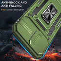 Apple iPhone 14 Pro Max Case Rugged Drop-Proof Military Style with Sliding Camera Protection Cover & Rotatable Ring Holder Stand Kickstand - Military Green