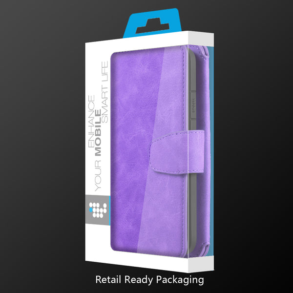 Apple iPhone 14 Pro Case Detachable Rugged Drop-Proof Flip Wallet - Purple