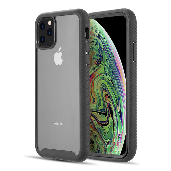 Apple iPhone 13 Pro Case Rugged Drop-proof Clear TPU Bumper with Hard Clear Back - Black