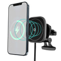 Universal 15W Stronghold Magnetic Wireless Fast Charging Air Vent Car Mount Compatible with MagSafe Case s and Case less Apple iPhones Series 14 / 13 / 12 - Black