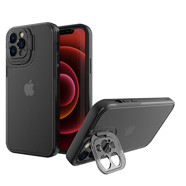 Apple iPhone 13 Pro Case Rugged Drop-proof Tinted with Raised Camera Protection & Stand Kickstand - Smoke Black