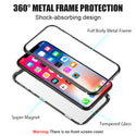 Case for Apple iPhone XS Max Aluminum Magnetic Instant Snap with Tempered Glass Back Plate - Black