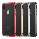 Case for Apple iPhone XS Max Aluminum Magnetic Instant Snap with Tempered Glass Back Plate - Gold