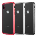 Case for Apple iPhone XS Max Aluminum Magnetic Instant Snap with Tempered Glass Back Plate - White