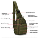 Tactical Outdoor Sling Backpack For iPad Mini-iPad 11 - Army Green, Waterproof Nylon, Wearproof, Large Storage