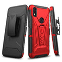 Case for Alcatel Jitterbug Smart3 with Tempered Glass Screen Protector Heavy Duty Protective Phone Built-In Kickstand Rugged Shockproof Protective Phone - Red