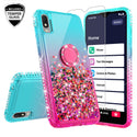 Case for Alcatel Jitterbug Smart3 / Lively Smart withTemper Glass Glitter Phone Kickstand Compatible Case for Alcatel Jitterbug Smart3 Lively Smart Ring Stand Liquid Floating Quicksand Bling Sparkle Protective Girls Women - (Teal / Pink Gradient)