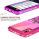 Case for Alcatel Jitterbug Smart3 / Lively Smart Liquid Glitter Phone Waterfall Floating Quicksand Bling Sparkle Cute Protective Girls Women Cover Case for Alcatel Jitterbug Smart3 / Lively Smart withTemper Glass - (Hot Pink / Purple Gradient)