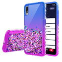 Case for Alcatel Jitterbug Smart3 / Lively Smart Liquid Glitter Phone Waterfall Floating Quicksand Bling Sparkle Cute Protective Girls Women Cover Case for Alcatel Jitterbug Smart3 / Lively Smart withTemper Glass - (Blue / Purple Gradient)