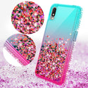 Case for Alcatel Jitterbug Smart3 / Lively Smart Liquid Glitter Phone Waterfall Floating Quicksand Bling Sparkle Cute Protective Girls Women Cover Case for Alcatel Jitterbug Smart3 / Lively Smart withTemper Glass - (Teal / Pink Gradient)