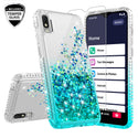 Case for Alcatel Jitterbug Smart3 / Lively Smart Liquid Glitter Phone Waterfall Floating Quicksand Bling Sparkle Cute Protective Girls Women Cover Case for Alcatel Jitterbug Smart3 / Lively Smart withTemper Glass - (Teal Gradient)