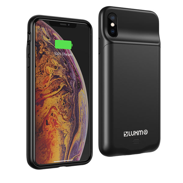 4500Mah Battery Case with Wireless Charger for Apple iPhone XS Max - Rubber Coated Black