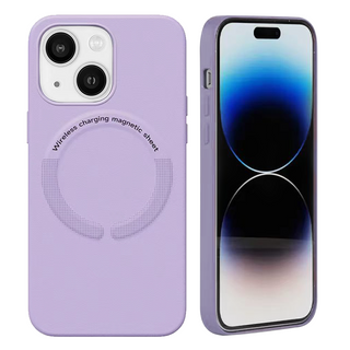 Case For iPhone 15 Plus (6.7") Simplemade 2.0 Premium Lux Leather Protective Anti-Scratch And Compatible with Magsafe With Soft Microfiber Lining And Metal Buttons - Lavender Mist