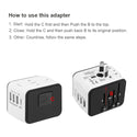 Universal Travel Adpater Worldwide All In One Ac Outlet Powerplug Adapter with 3 USB + 1 Type-C Charging Port for USA UK AUS Asia & EU 200 Countries - White