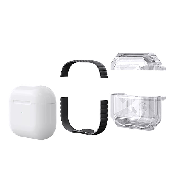 Apple Airpods 3 Case Rugged Drop-Proof Ultra Thick with Corner Drop Protection + Carabiner - Clear