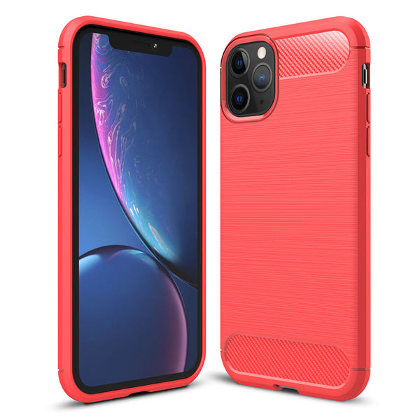Apple iPhone 11 Pro Max Case Rugged Drop-proof Carbon Sleek TPU with Silky Finish - Red