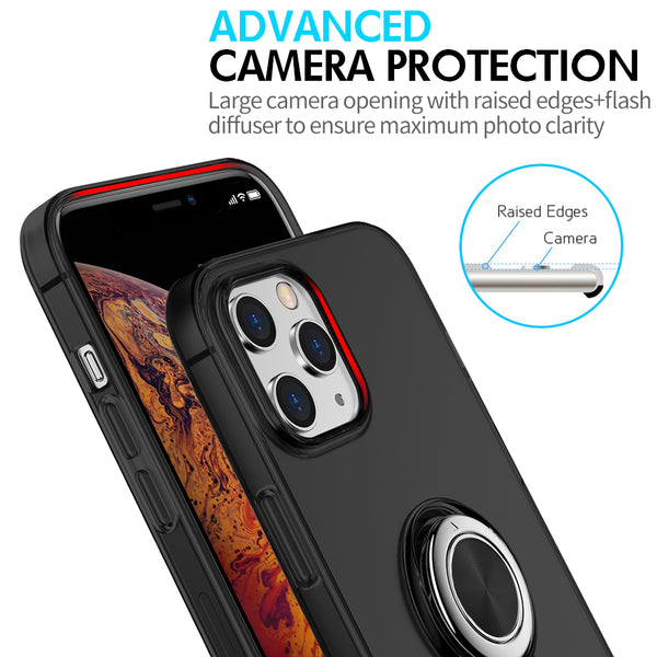 Apple iPhone 12 Mini Case Rugged Drop-Proof Invisible Ring Holder with Thick Clear TPU Protection - Smoke