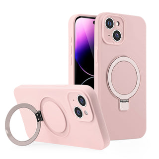 Case For iPhone 15 Plus Premium Simplemade 2.0 - Cherry Blossom Pink, Compatible with Magsafe, Liquid Air Soft Silicone, Magnetic Kickstand, Full Camera Protection
