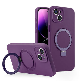 Case For iPhone 15 Plus Premium Simplemade 2.0 - Plum Purple, Compatible with Magsafe, Liquid Air Soft Silicone, Magnetic Kickstand, Full Camera Protection