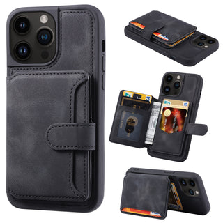 Case for Apple iPhone 15 Pro (6.1") Heritage 2.0 Multi Card Slim Wallet with 5 Credit Card & Id Slots - Black