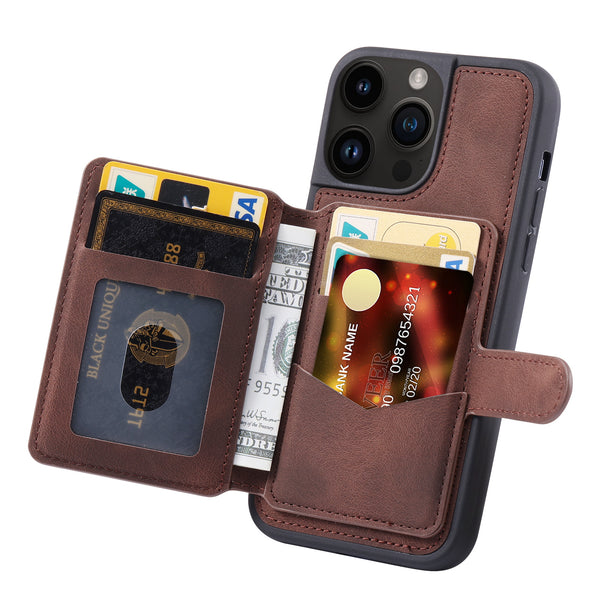 Case for Apple iPhone 15 Pro Max (6.7") Heritage 2.0 Multi Card Slim Wallet with 5 Credit Card & Id Slots - Brown