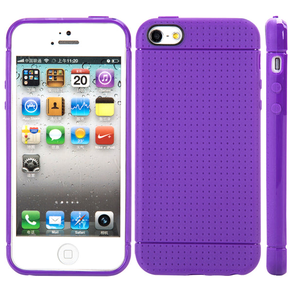 Apple iPhone 5, iPhone 5S, iPhone SE Case Rugged Drop-Proof Dotted TPU Back Cover - Purple