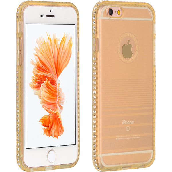 Apple iPhone 6, iPhone 6S Case Rugged Drop-Proof TPU with Diamond Bling Design Border - Gold
