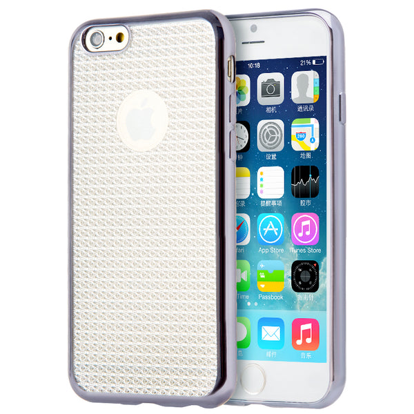 Apple iPhone 6, iPhone 6S Case Rugged Drop-proof TPU Gray Electro Plated Chrome Frame with Shimmery Back Plate