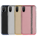 Apple iPhone XS, iPhone X Case Rugged Drop-Proof Rose Gold Leather Finish TPU with Electroplated Frame
